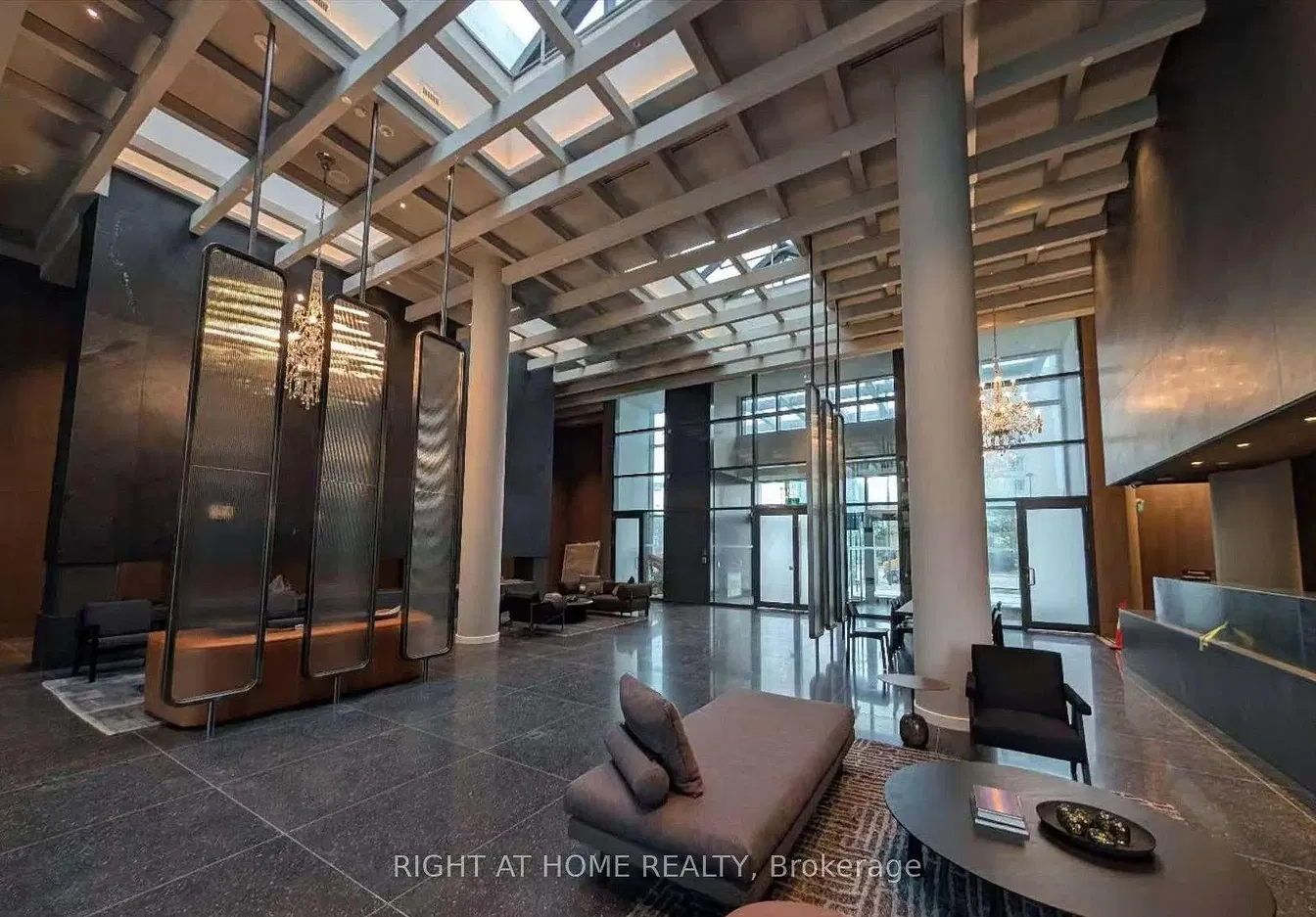 Living room; high ceiling, natural light, modern style