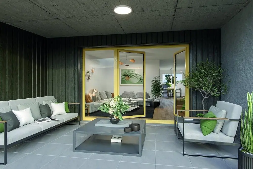 Terrasse; tageslicht, moderner stil, fliesenboden