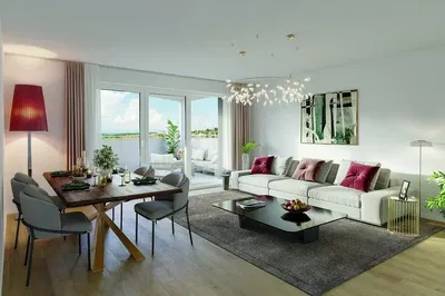 Wohnzimmer; blick, tageslicht, moderner stil