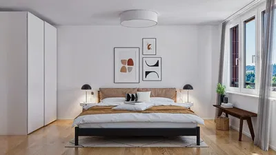 Schlafzimmer; tageslicht, moderner stil, holzboden