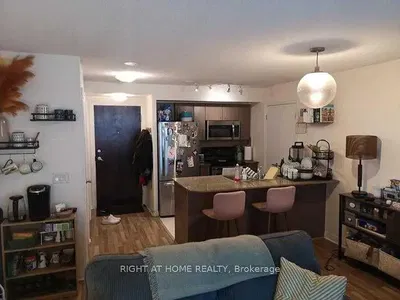 Living room; kitchen appliances, natural light, modern style