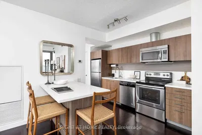 Kitchen; kitchen appliances, modern style, natural light, renovated