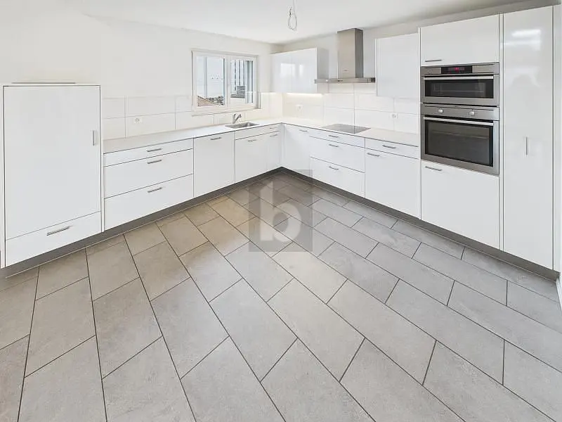 Küche; küchengeräte, fliesenboden, tageslicht, moderner stil, renoviert