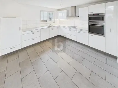 Küche; küchengeräte, fliesenboden, tageslicht, moderner stil, renoviert