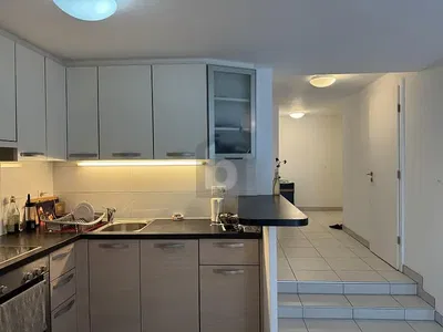 Küche; küchengeräte, fliesenboden, renoviert, tageslicht