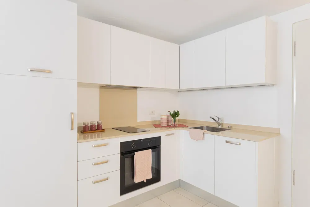 Кухиња; кухињски апарати, реновиран, природно светло, модерни стил