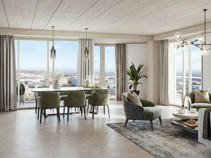 Wohnzimmer; blick, tageslicht, moderner stil