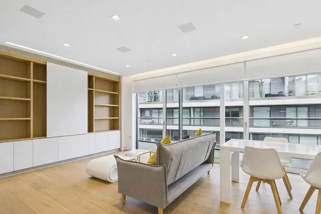 Living room; view, wood floor, natural light, modern style