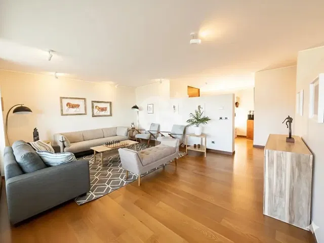 Dnevna soba; drveni pod, prirodno svjetlo, moderni stil