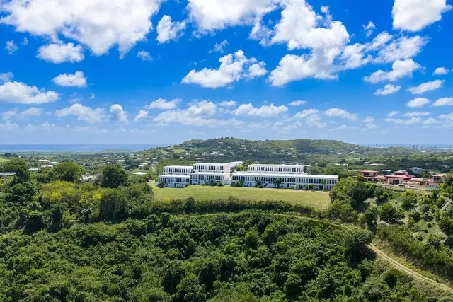 House and surroundings; view