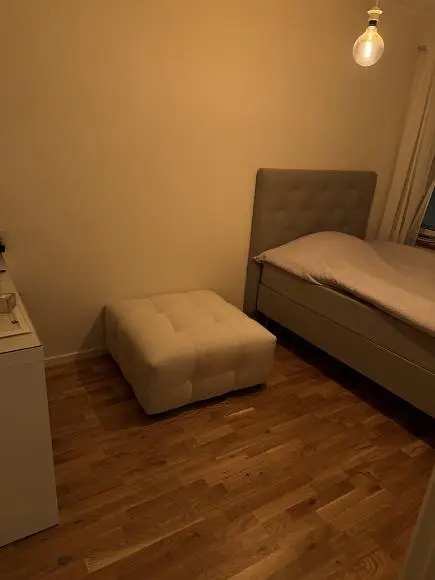 Ložnice; dřevěná podlaha, přirozené světlo, moderní styl