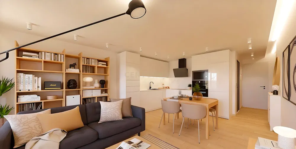 Дневна соба; природно светло, модерни стил, дрвени под