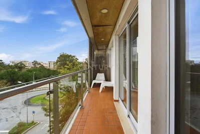 Balkon; blick, fliesenboden