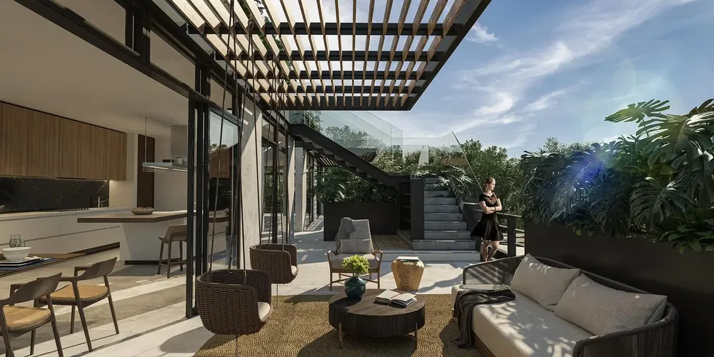 Terraza; vista, luz natural