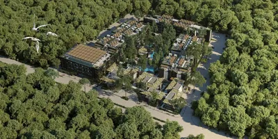 Casa y alrededores; vista