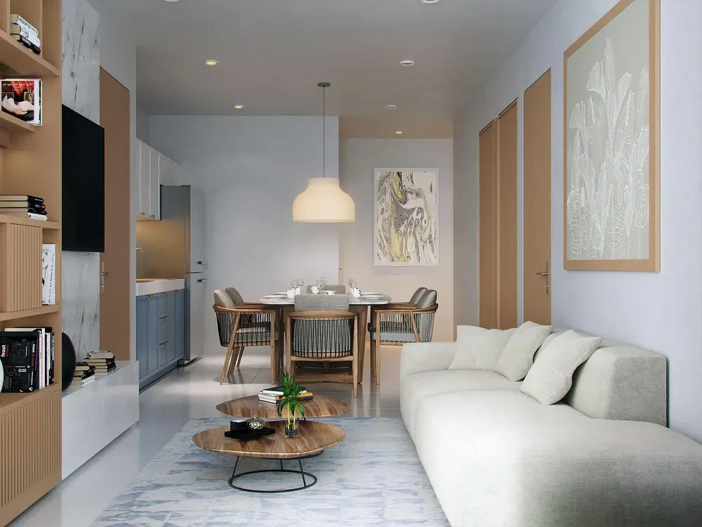 Salón; estilo moderno, luz natural, renovado