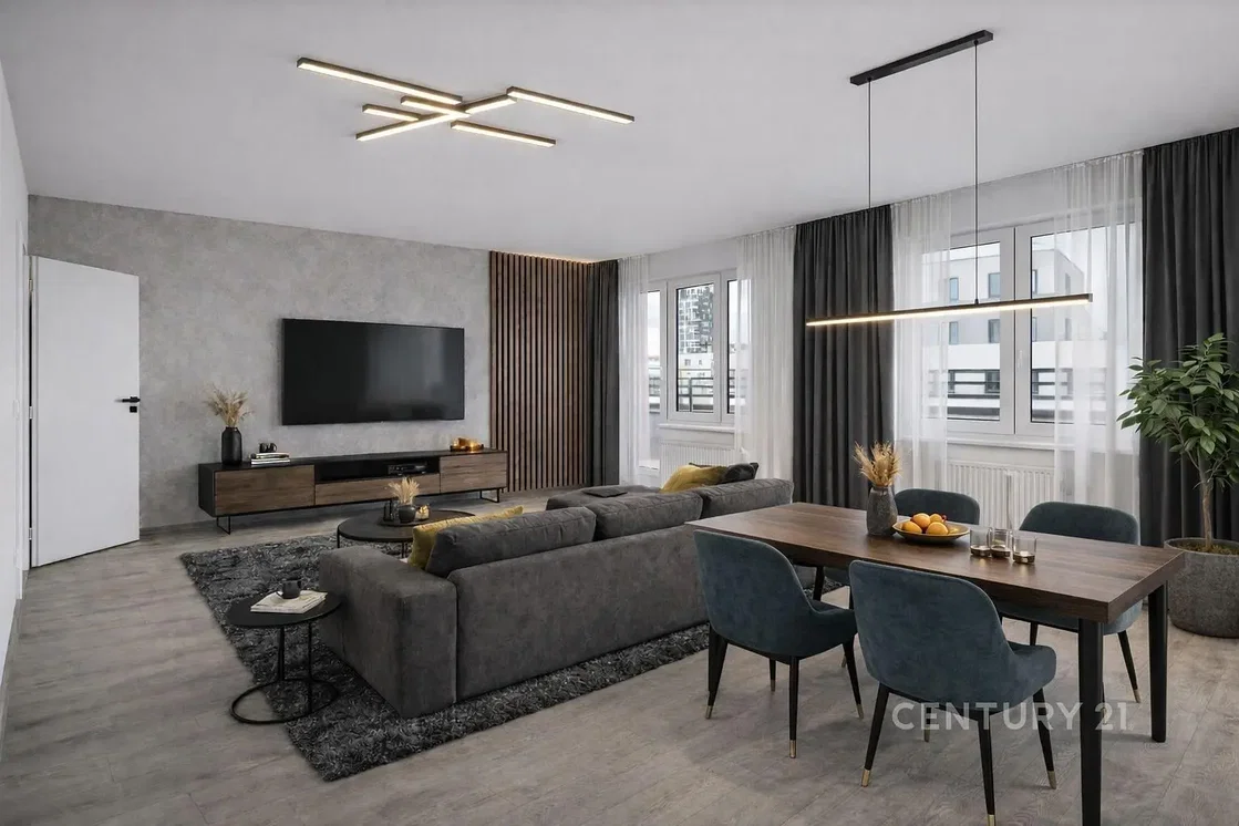 Living room; modern style, natural light, view