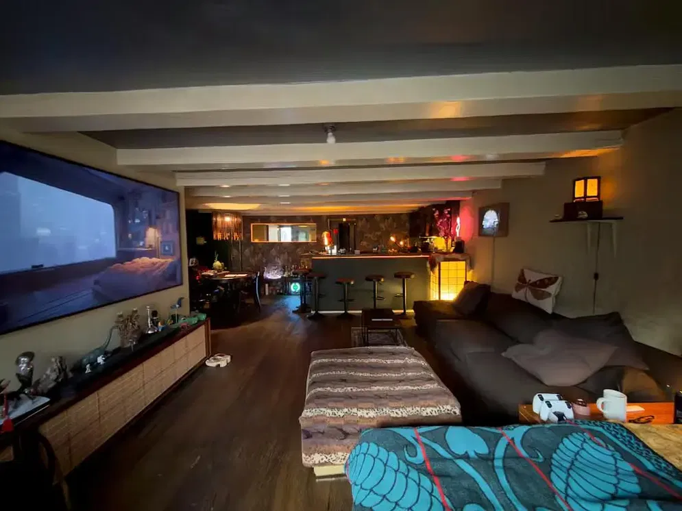 Living room; view, wood floor, modern style