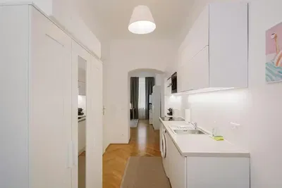 Kuhinja; kućanski aparati, prirodna svjetlost, moderan stil