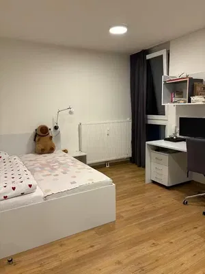 Bedroom; wood floor, natural light, modern style