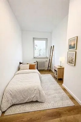 Bedroom; wood floor, natural light