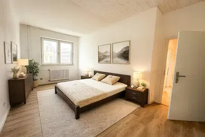 Bedroom; natural light, wood floor