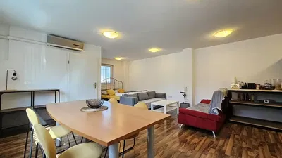 Wohnzimmer; holzboden, tageslicht