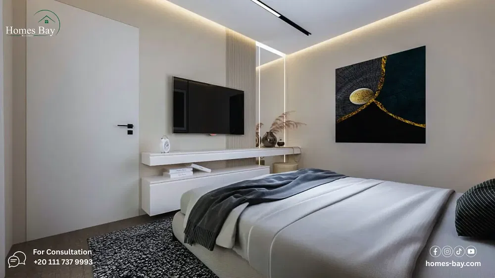 Yatak odası; modern stil, doğal ışık