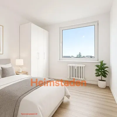 Schlafzimmer; blick, holzboden, tageslicht, moderner stil