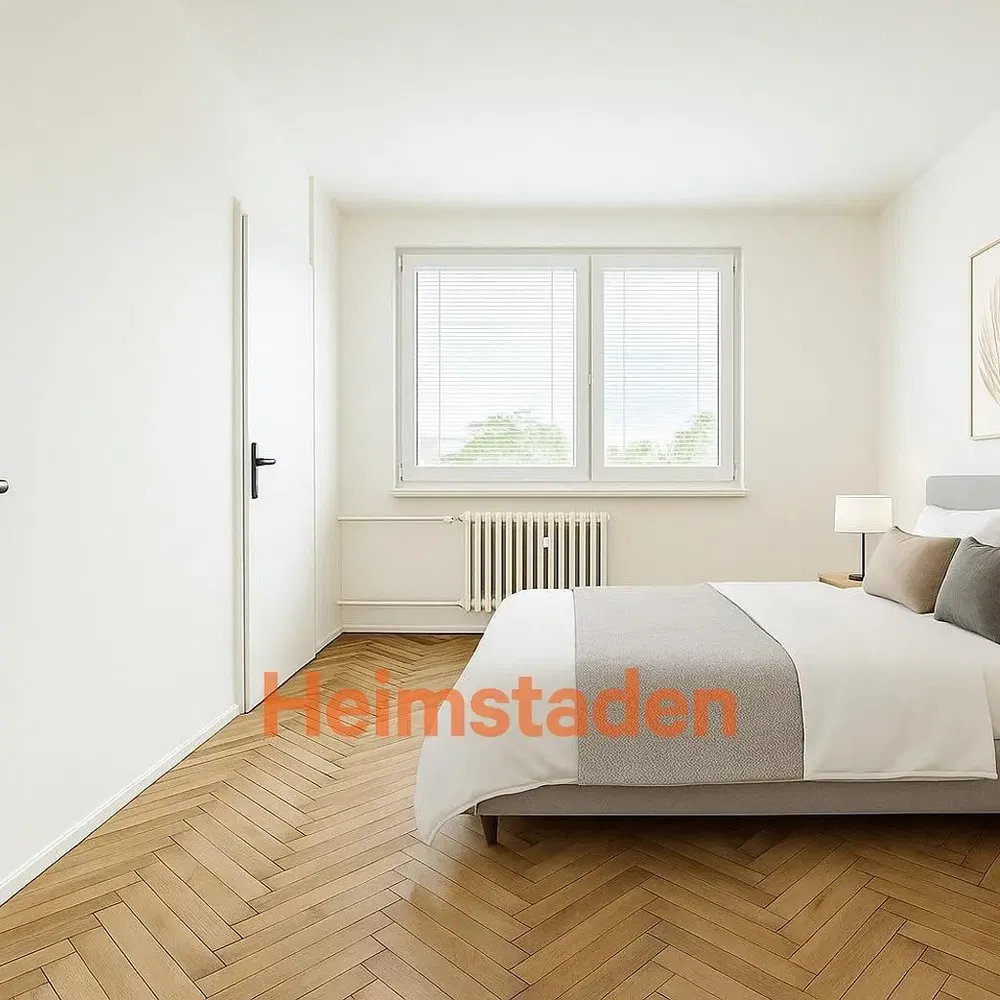 Sypialnia; podłoga drewniana, światło dzienne, styl nowoczesny