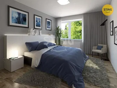 Schlafzimmer; blick, holzboden, tageslicht, moderner stil