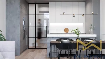 Keuken; moderne stijl, houten vloer, natuurlijk licht