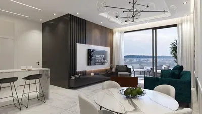 Woonkamer; uitzicht, moderne stijl, natuurlijk licht, tegelvloer