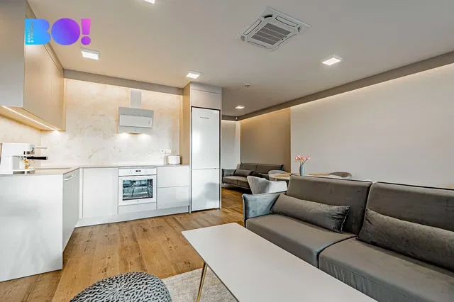 Salon; sprzęt kuchenny, światło dzienne, styl nowoczesny