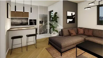 Dnevni boravak; pogled, drveni pod, moderan stil