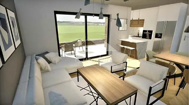 Dnevni boravak; pogled, kućanski aparati, prirodna svjetlost, moderan stil, drveni pod