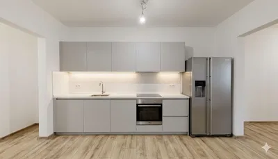 Küche; küchengeräte, renoviert, tageslicht, moderner stil, holzboden