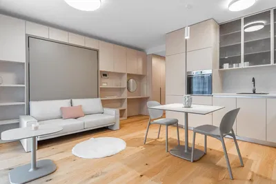 غرفة معيشة; أسلوب عصري, أرضية خشبية, أجهزة المطبخ, ضوء طبيعي, مجدد