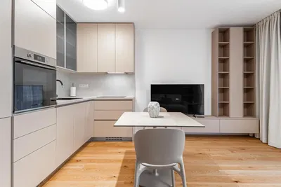 مطبخ; أجهزة المطبخ, أرضية خشبية, أسلوب عصري, ضوء طبيعي