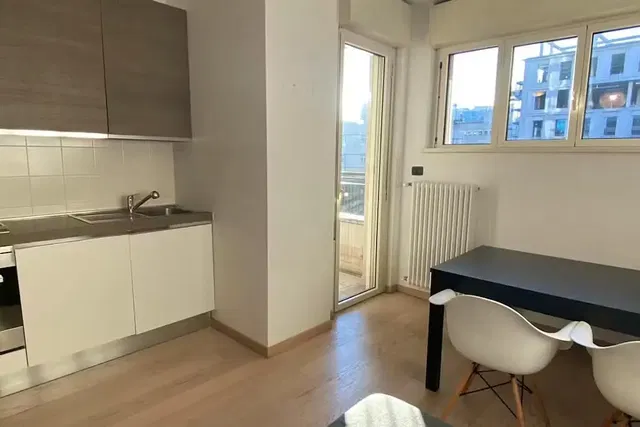 Küche; blick, holzboden, moderner stil