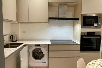 Кухня; кухненски уреди, ремонтиран, естествена светлина, модерен стил