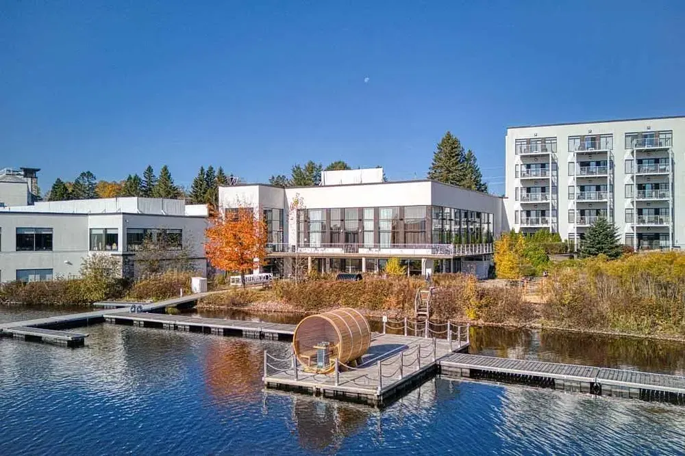 House and surroundings; view