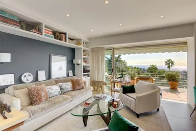 Oturma odası; manzara, doğal ışık, modern stil