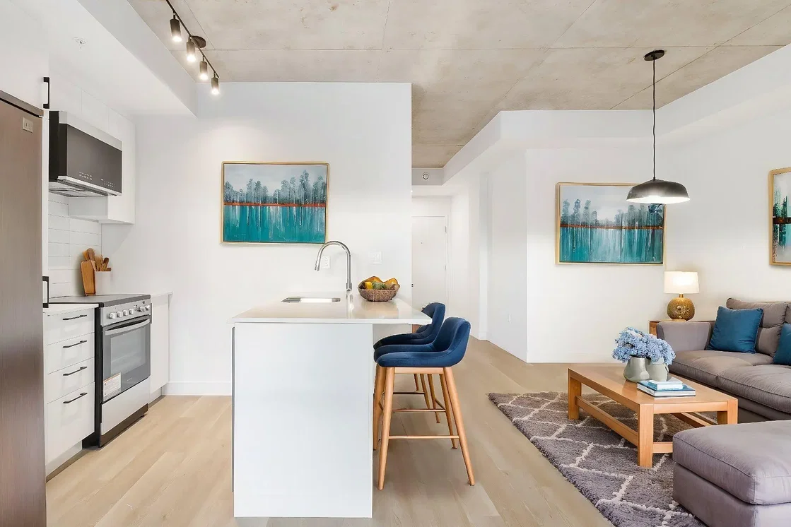 Salon; électroménager, lumière naturelle, style moderne