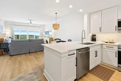 Cuisine; vue, parquet, lumière naturelle, style moderne, électroménager