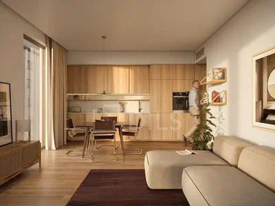 Дневна соба; поглед, кухињски апарати, природно светло, модерни стил, дрвени под