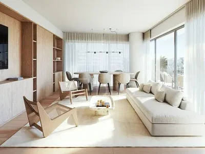 Salon; lumière naturelle, style moderne, parquet