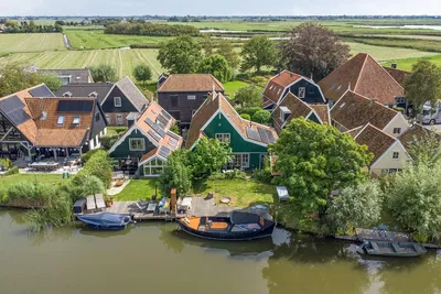 House and surroundings; view