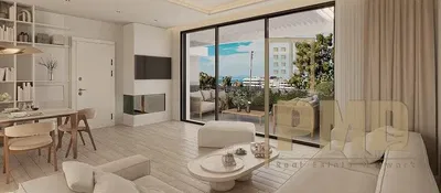 Living room; view, wood floor, natural light, modern style