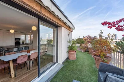 Terrasse; blick, holzboden, tageslicht, moderner stil